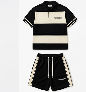 Custom Polo Shirt Shorts <b>Set</b> Men's Polo Shirt and Shorts Two Piece <b>Set</b> For Men Women Side Stripe Polo <b>Set</b> 2026 - Product Image 2