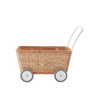 Four-wheeled trolley rattan cover and iron frame Handmade Storage Basket Wholesale eco-friendly Made in Vietnam Ready to stock - Product Image 3