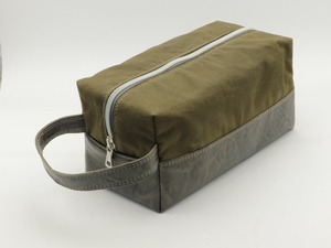 Custom Logo Waterproof Waxed Canvas Leather Toiletry Bag Mens Travel Shaving Dopp Kit Cosmetic Organizer <b>Case</b> LCTB-0079 - Product Image 4