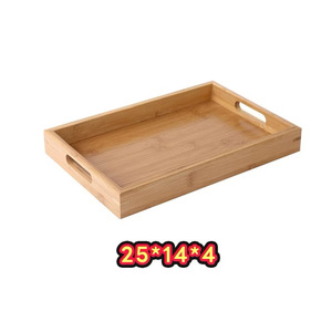 Bandeja de Almacenamiento Clásica de Bambú, Rectangular, 25x14x4cm, Organizador de Cocina de un Solo Nivel, Caja Organizadora - Product Image 1