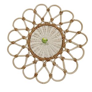 Handwoven <b>Rattan</b> Placemat Round Boho Wall Hanging Decor Natural <b>Table</b> Mat Heat Resistant <b>Dining</b> Home Decor - Product Image 1