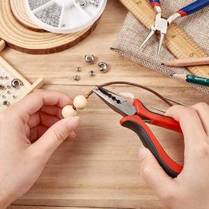 Pince à sertir en acier inoxydable, outil de sertissage pour bijoux, pour travaux de fil et perles à sertir, avec poignée rouge, pour la fabrication de bijoux, 1 pièce - Product Image 2