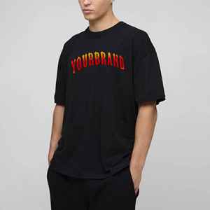 Top Quality Baggy Fit Men's T-shirt Heavyweight 180g 100% Cotton Oversized Solid Black Custom Printed Logo Hip Hop Breathable - Product Image 4