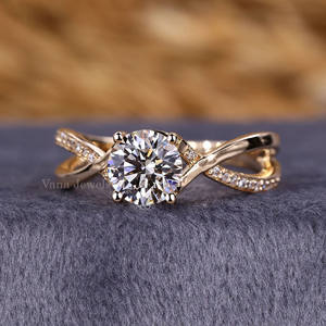 14K แหวนทองคำแท้สีเหลืองกลมสำหรับเป็นของขวัญวันครบรอบแต่งงานแหวนสำหรับผู้หญิง - Product Image 4