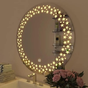 Scandinavian Design Bathroom <b>LED</b> <b>Wall</b> <b>Mirror</b> with Touch Sensor Beveled Edge 18x18 Inch 3 Light Effects - Product Image 2