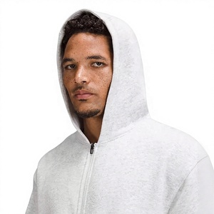Sudadera con Capucha y Cierre para Hombre, 100% Algodón Felpa, Corte Regular, Color Gris Sólido, Ropa Casual de Otoño - Product Image 5