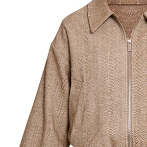 Chaqueta Bomber Corta Oversize de Seda/Algodón para Primavera con Cuello en V, Cierre Frontal y Estilo Utilitario de Moda - Product Image 5