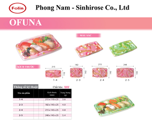 ถาดพลาสติกแบบใช้แล้วทิ้งรูปทรงสี่เหลี่ยมผืนผ้า Folin-Sinhirose OFUNA 2-4 ช่อง ผลิตจากวัสดุ PP CPET สำหรับบรรจุอาหาร ซูชิ และผลไม้ - Product Image 6
