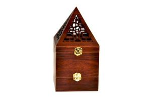 Bakhoor Heating Cup Hand-Made Sandalwood Incense <b>Burner</b> With Floral Carving And Perforated Lid Aromatic Diffuser All-Season Use - Product Image 3