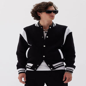 Vestes de baseball vintage pour hommes, vierges, bicolores, avec broderie de patchs chenille personnalisés - Product Image 2