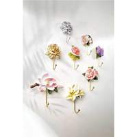 Porte-manteau mural double en laiton antique sculpté floral, support décoratif pour clés