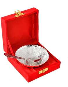 Juego de cuchara y tazón de lujo hecho a mano en plata Germen de Jaipurios, exquisito, en caja de terciopelo azul para Acción de Gracias y ocasiones festivas - Product Image 2