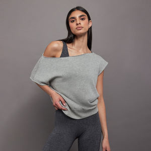 Sudadera Personalizada de Talla Grande para Mujer, Color Sólido, Manga Corta, Cómoda para el Gimnasio, con Apliques, Hombros Descubiertos, Sudadera de Invierno para Mujer de Talla Grande - Product Image 1