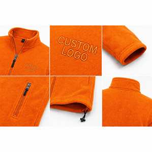 Chaqueta de Forro Polar Naranja para Hombre, Cierre Completo, Cuello Alto, Bordado Frontal con Logotipo Personalizado, Ropa Casual de Invierno, Forro 100% Poliéster con Interior de Algodón - Product Image 4