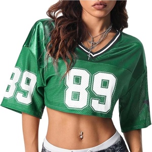 Women's White Mesh <b>Crop</b> <b>Top</b> V-Neck 99 Number Print Star Sleeve Hip Hop Style Breathable Jersey Tank <b>Top</b> - Product Image 2
