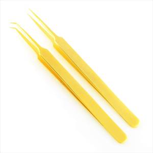 แหนบต่อขนตาเคลือบทอง ปลายเรียบละเอียด สำหรับต่อขนตา - Product Image 1