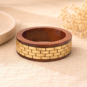 Handcrafted Wooden Brass Bangle <b>Bracelet</b> Natural Wood & Brass Fashion Jewelry for Women - Product Image 3