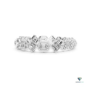 12.04 CT White <b>Gold</b> Emerald Cut Lab Grown Diamond Link Bracelet in 14K <b>Solid</b> <b>Gold</b>, Square Emerald Halo Statement Bracelet - Product Image 2