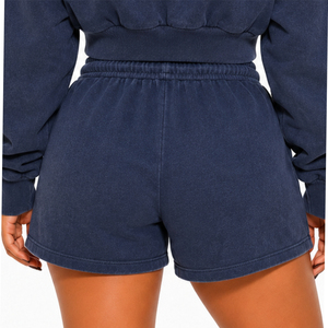 <b>Ladies</b> Full Sleeve Crop Hoodie <b>Shorts</b> <b>Set</b> Women Two Piece Lounge Outfit Custom Logo Hoodie <b>Shorts</b> <b>Set</b> Women Above Knee Length - Product Image 6