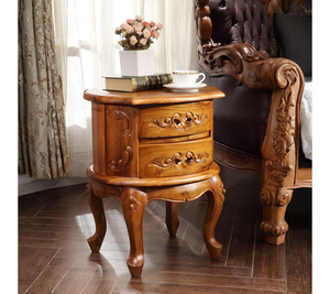 Mesita de Noche Moderna-Clásica Europea China con 2 Cajones, Madera de Teca Sostenible, Cómoda, Duradera, Elegante y Atemporal para Dormitorio - Product Image 1