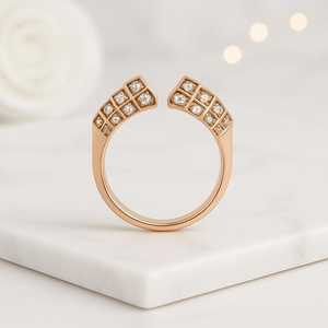 Moissanite Round Cut Diamond Open Cuff <b>Stacking</b> <b>Ring</b> For Women's original 925 Silver With Gold Plated For Bridal Promise Gift - Product Image 4