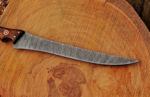 Custom Handmade Forged Ambidextrous Modern Fillet <b>Knife</b> 8-9.9in Damascus Steel <b>Bone</b>+wood+resin <b>Handle</b> Leather - Product Image 3