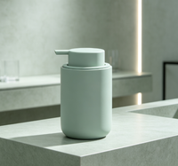 Ensemble d'accessoires de salle de bain en résine, 4 pièces, vert mat, distributeur de savon en plastique, gobelet pour brosse à dents, brosse de toilette, porte-savon