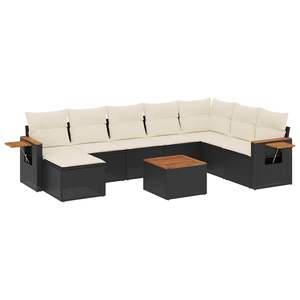 Conjunto de Sofás Modulares Grandes de Ratán PE Negro para Jardín, Muebles Modulares Elegantes para Exteriores - Product Image 2