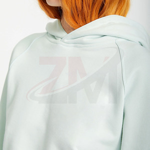 Sudadera con Capucha para Mujer, Color Verde Menta Claro, 100% Algodón Tejido, Corte Regular, Transpirable, Color Sólido, Colección Otoño-Invierno - Product Image 5
