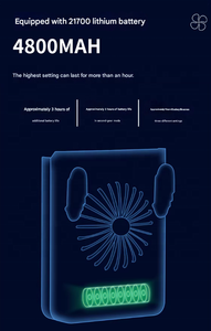 Ventilador de Cuello/Cintura GongTian W920B, Potente Motor sin Escobillas, Funciona con Batería, para Exteriores, con Control de Botones - Product Image 4