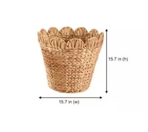 Panier organisateur en jacinthe d'eau tressé à la main, écologique, avec dessus festonné, pour le rangement et la décoration de la maison, en provenance du Vietnam - Product Image 2