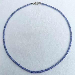 Collier de perles en Tanzanite bleue naturelle facettée de 3 mm à 4 mm, perles semi-précieuses, avec chaîne à fermoir en argent sterling 925, fait à la main - Product Image 3
