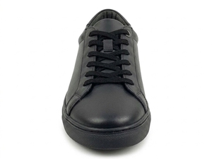 Chaussures de sport décontractées pour hommes en cuir véritable noir à lacets, bout rond, semelle extérieure en caoutchouc, semelle intermédiaire en EVA, toutes saisons - Product Image 3