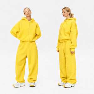 Customized <b>Women's</b> Dry Fit <b>Tracksuit</b> Set Zip Front Hoodie Baggy Wide Leg Sweatpants Winter <b>Grey</b> Casual Sweat suits Manufacturer - Product Image 4
