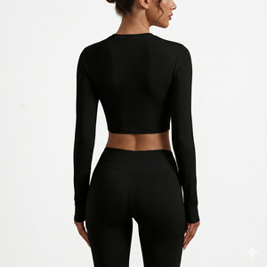 Nouveau T-shirt court pour femme, personnalisé, d'été, coupe ajustée, vêtement de sport pour femme, à manches longues, pour la gym et le fitness, style athleisure - Product Image 2