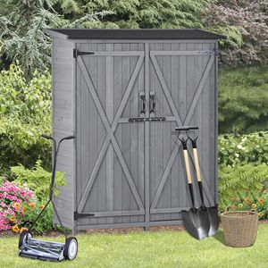 Casetta da Giardino in Legno 1,6m x 1,4m con Tetto Impermeabile in Asfalto e Doppia Chiusura, Organizzatore Attrezzi - Product Image 1