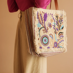 Sac à bandoulière multicolore bohème brodé de perles, sac de shopping en toile perlé par Whimsy Art Craft - Product Image 5