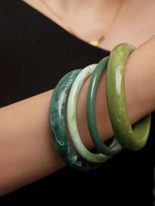 Elegant Green Resin <b>Bangles</b> Glossy Marble Effect <b>Bangles</b> Luxury <b>Jade</b> Inspired <b>Bangles</b> Handmade Resin <b>Bangle</b> Resin Craft - Product Image 5