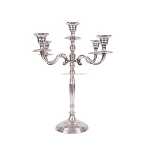 เชิงเทียนเงิน 5 แขน รุ่นพรีเมียม – ฐานวางแบบกาล่าเคลือบเงา - Product Image 4