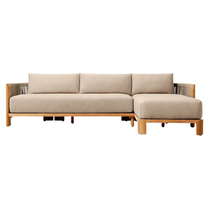 Luxury Outdoor Solid Teak Modular Sectional Sofa Set <b>U</b>-Shaped Waterproof Contemporary Design Rope Detail Lounge Furniture - Product Image 5