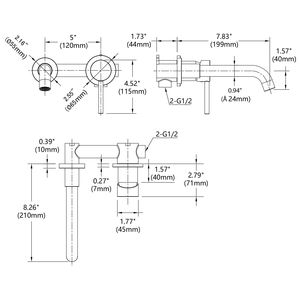 Rubinetto Monocomando Nero Opaco da Parete per Lavabo o Vasca da Bagno, 2 Fori, Valvola di Ingresso in Ottone Inclusa - Product Image 2