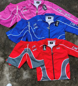 Custom Logo Breathable Nylon Tracksuit Unisex Windbreaker <b>Jacket</b> with Shorts Streetwear Wholesale - Product Image 1