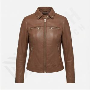 Nueva llegada chaqueta de moto de cuero genuino para mujer logotipo personalizado OEM de alta calidad tamaño Xl piel bajo Moq suministro al por mayor personalizado - Product Image 2