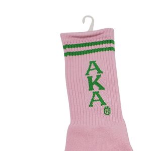 Chaussettes courtes roses avec lettres grecques vertes en mélange de coton, chaussettes de sport décontractées, douces et confortables pour tous les jours - Product Image 3