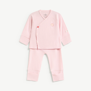 Ensemble 2 pièces pour bébé fille, manches longues, en modal et élasthanne, avec boutons-pression, pour nouveau-né, ODM Vietnam - Product Image 1