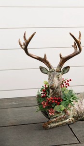 Statue de cerf de Noël en bronze et aluminium moulé de luxe avec couronne, pour jardin extérieur, cour, hiver, vacances, porche et décoration de Noël - Product Image 5
