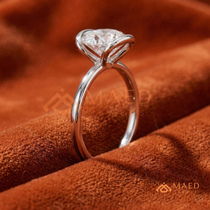 White Gold Polished East-West Oval <b>Solitaire</b> – Sleek Architectural Promise <b>Ring</b> Horizontal <b>Silver</b> Moissanite Engagement <b>ring</b> - Product Image 2