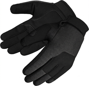 Gants de cyclisme à doigts entiers noirs en cuir véritable, compatibles écran tactile, antidérapants, respirants, résistants à l'usure, avec poignet réglable - Product Image 1
