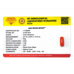 Natural Red Coral Oval Cabochon 11.15 Carat Loose Gemstone for Fine Jewelry - Product Image 4