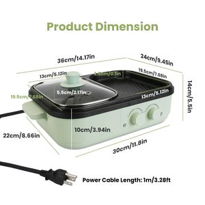 Pentola Elettrica e Griglia 2-in-1 con Doppio Controllo della Temperatura, Antiaderente in Alluminio Pressofuso con Protezione dal Surriscaldamento - Product Image 3